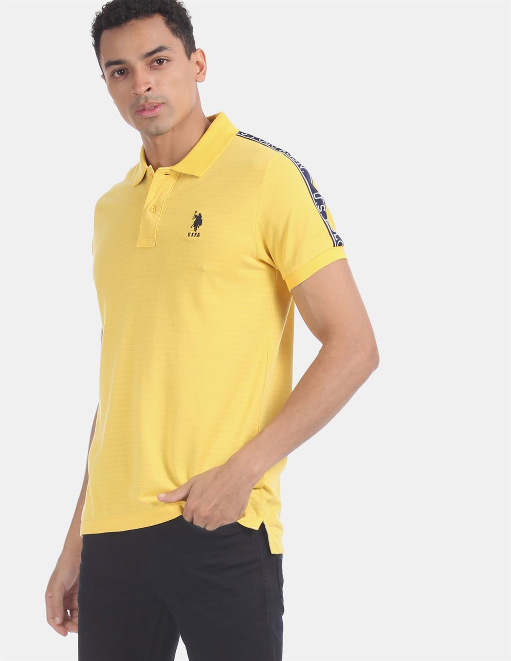 U.S. Polo Assn. Men Casual Wear Yellow  Polo Shirt